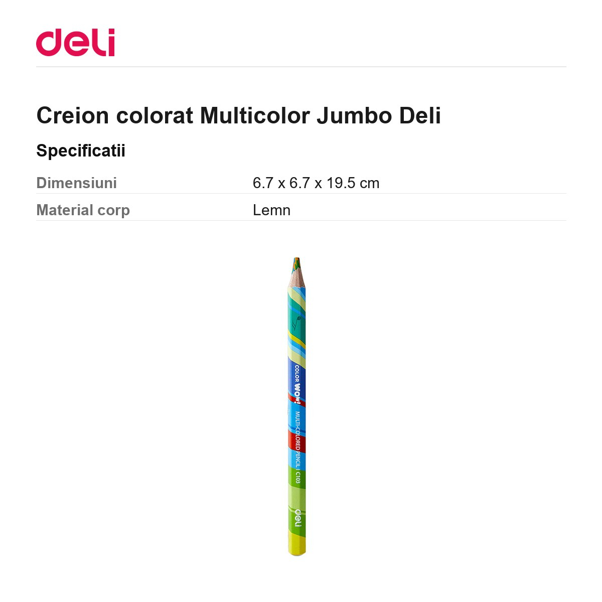 Creion colorat Multicolor Jumbo Deli [3]