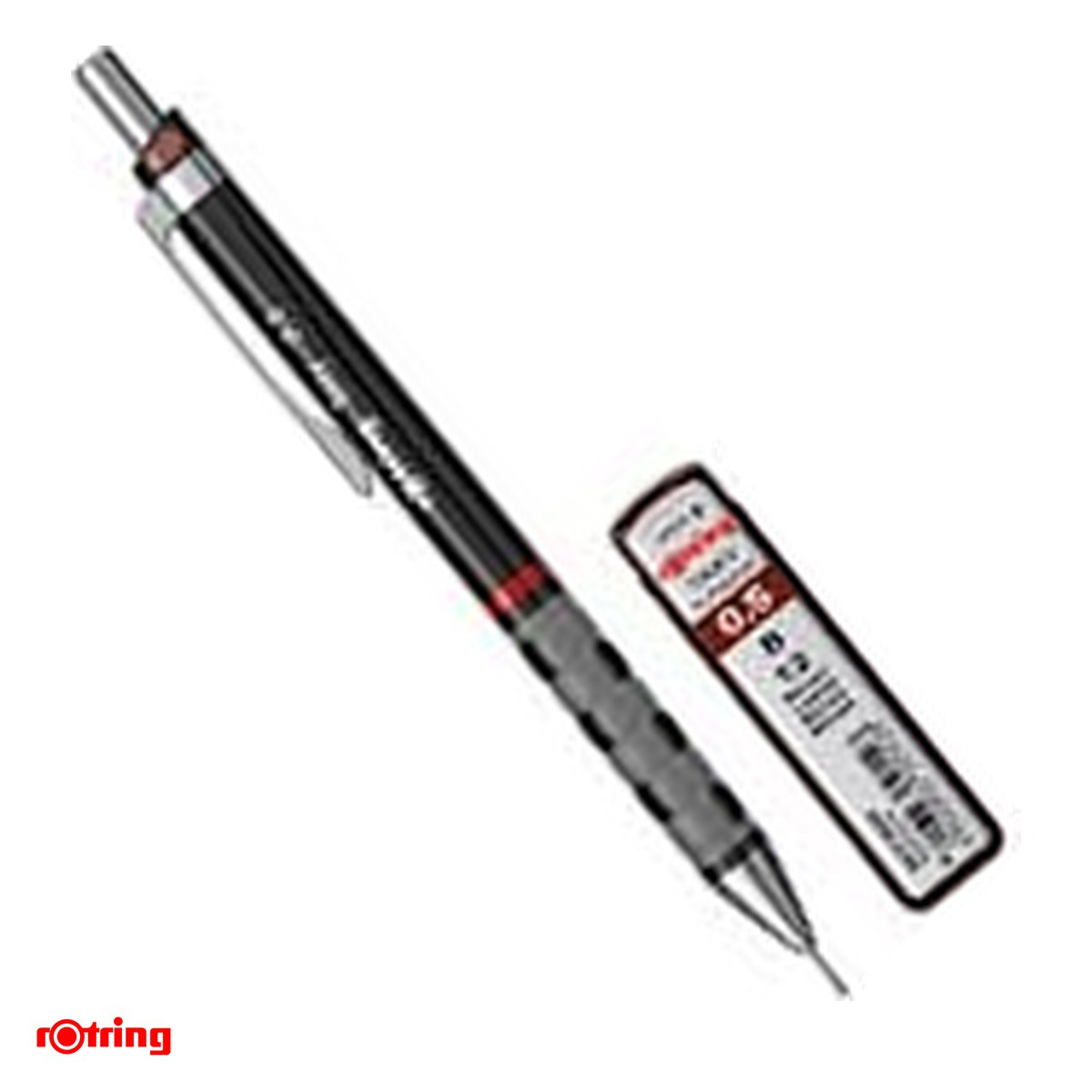 Creion mecanic Rotring Tikky, mina 0.5 mm, cu etui de 12 mine de rezerva, in blister, negru [1]