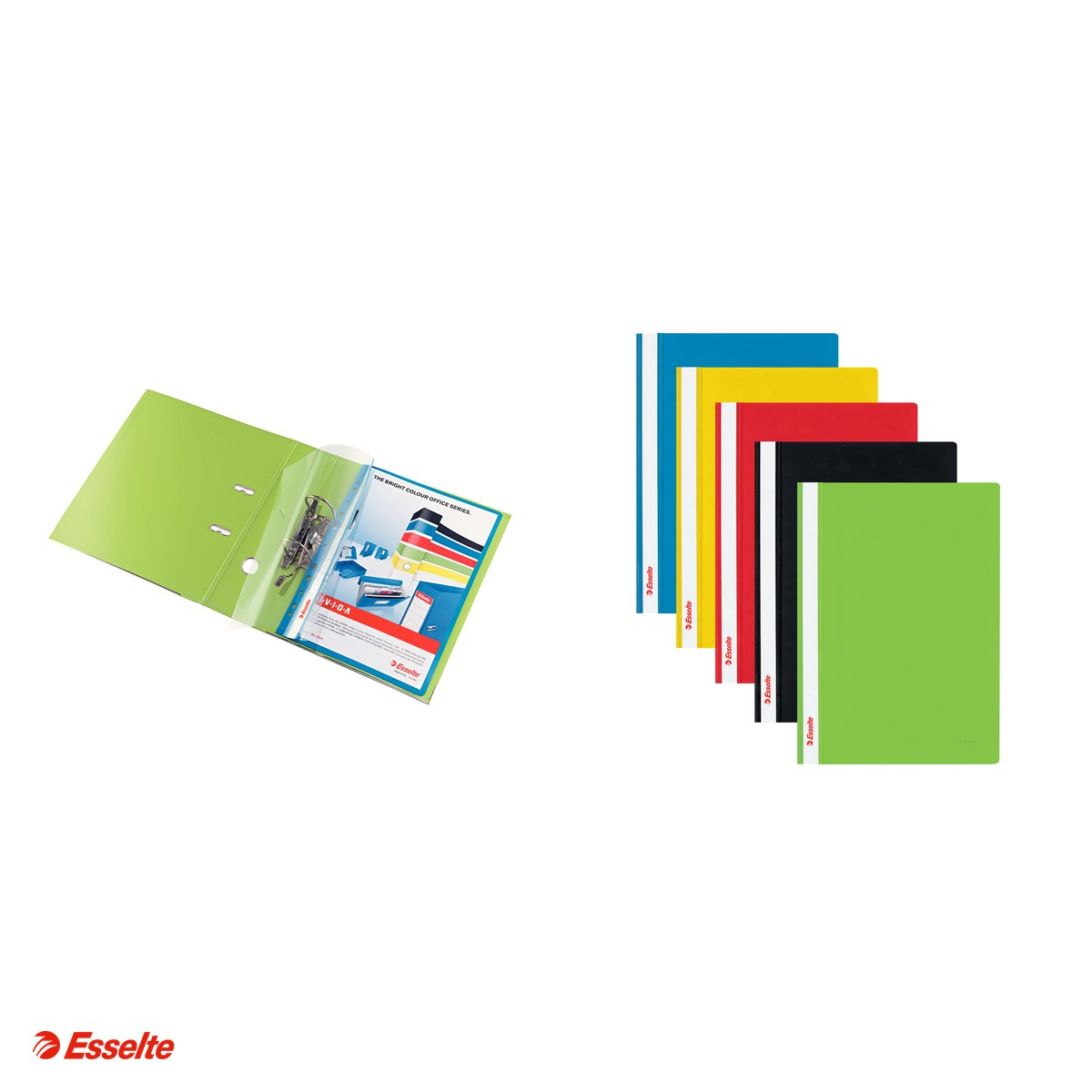 Dosar cu sina Esselte VIVIDA, multiperforatii, PP, A4, capacitate 160 coli, pentru documente perforate, alb [4]
