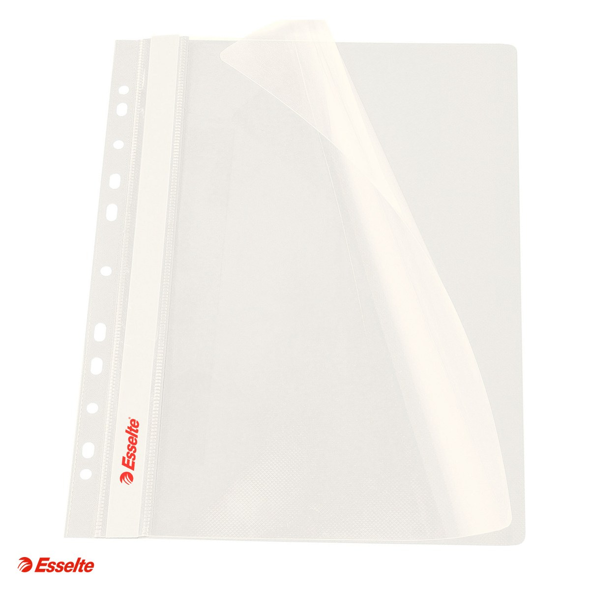 Dosar cu sina Esselte VIVIDA, multiperforatii, PP, A4, capacitate 160 coli, pentru documente perforate, alb [1]
