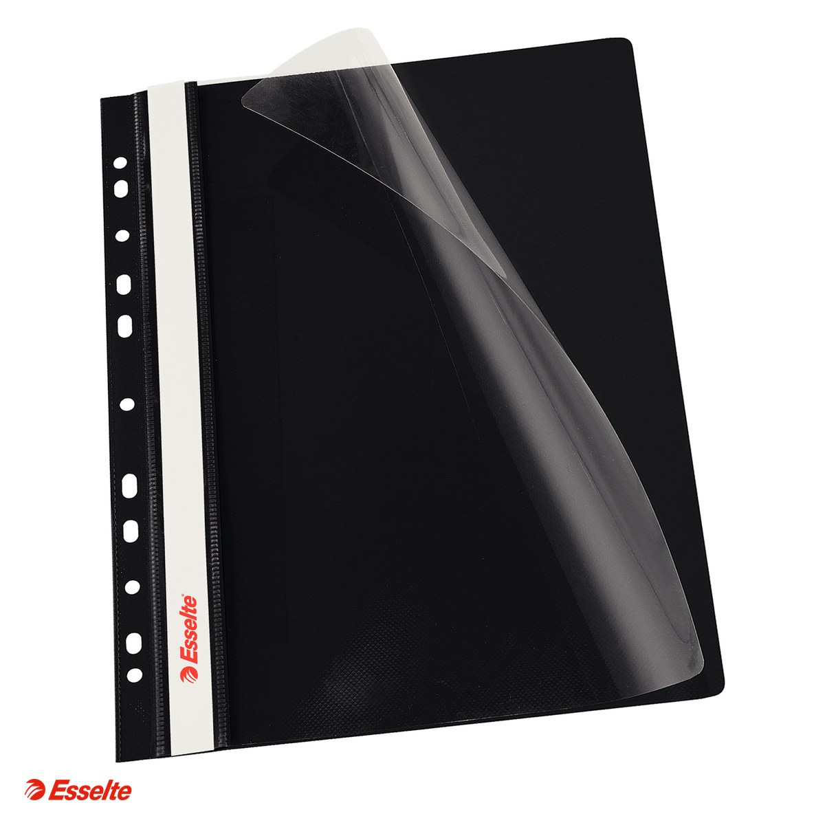 Dosar cu sina Esselte VIVIDA, multiperforatii, PP, A4, capacitate 160 coli, pentru documente perforate, negru [1]