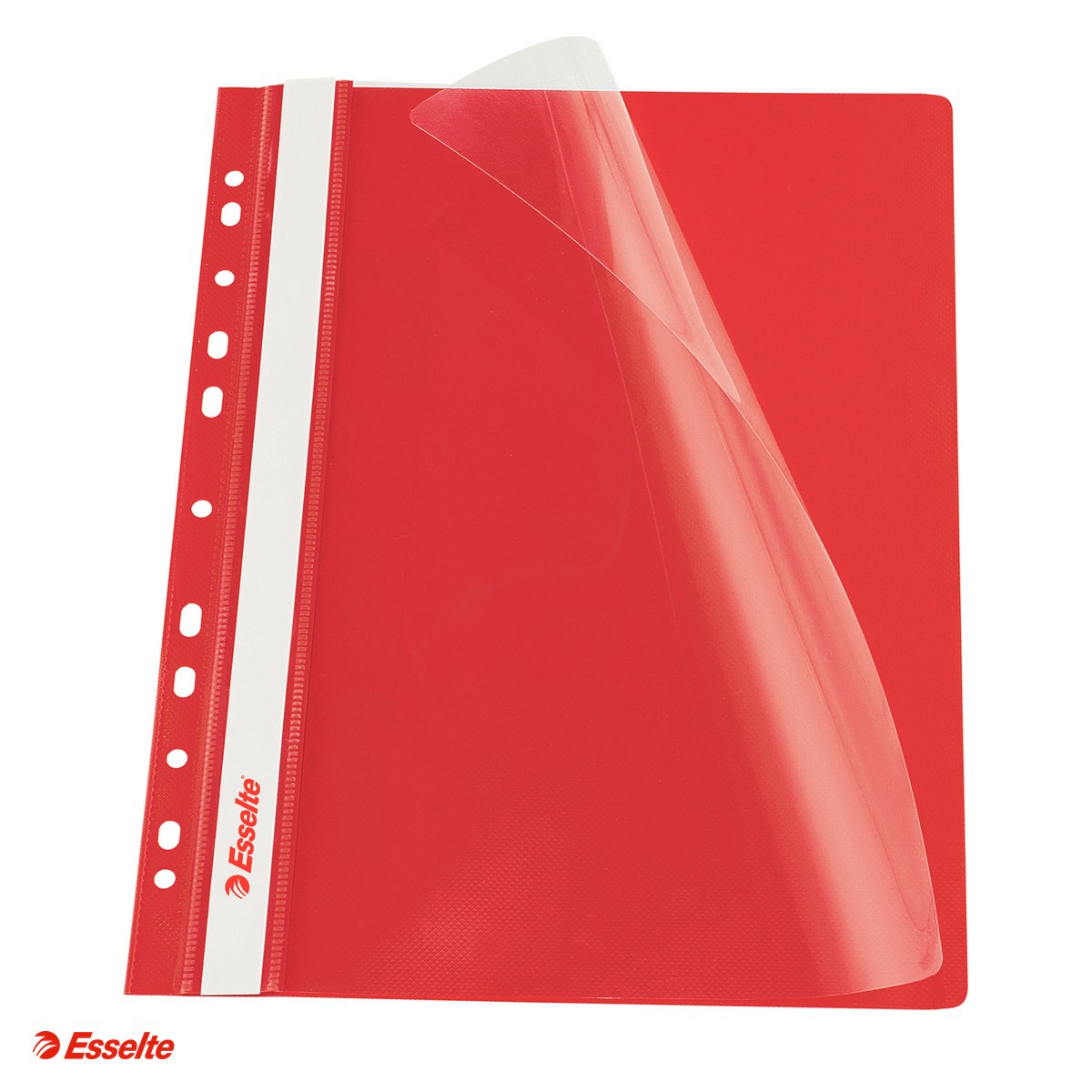 Dosar cu sina Esselte VIVIDA, multiperforatii, PP, A4, capacitate 160 coli, pentru documente perforate, rosu [1]
