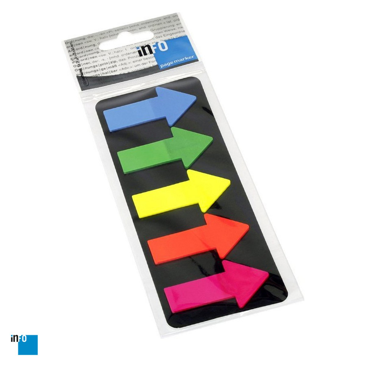 Index autoadeziv inFO din plastic sageata, 25x45 mm, 5 culori cu 25 file, multicolor [1]