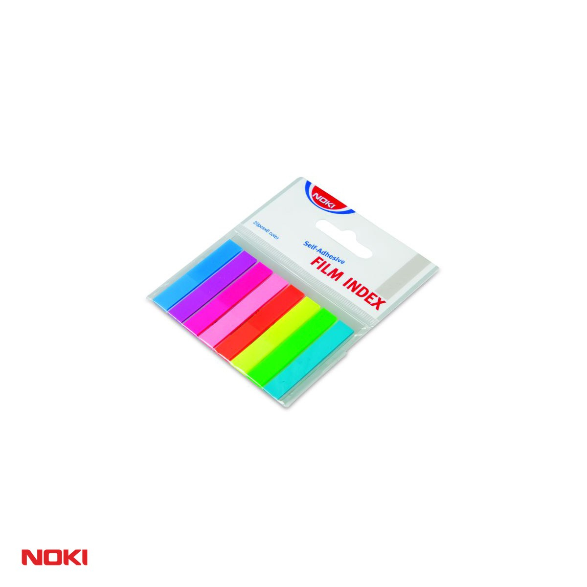 Index autoadeziv NOKI din plastic semitransparent, 8x45 mm, 8 culori cu 20 file, multicolor [4]