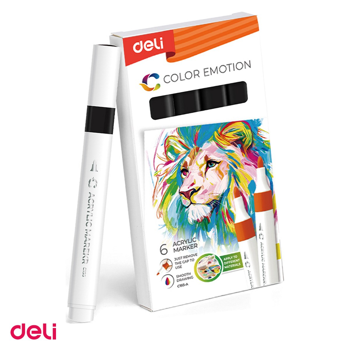 Marker cu varf rotund, Deli, acrilic color emotion, scris negru [1]