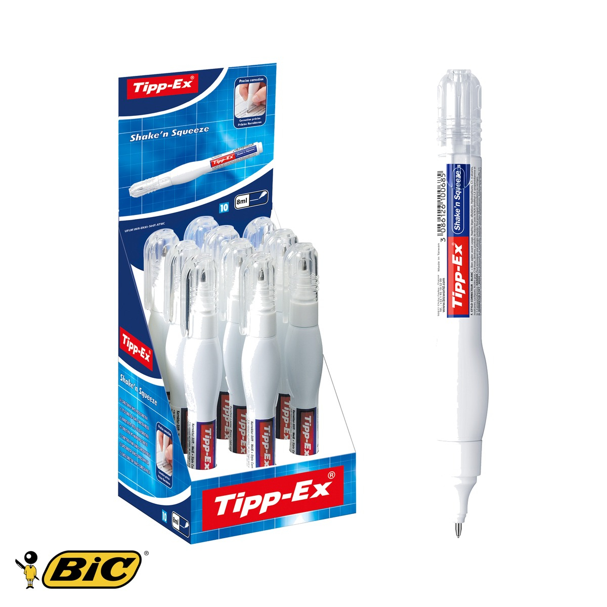 Pix corector Bic Tipp-Ex Shake & Squeeze, varf metalic 2.5 mm, uscare rapida, 8 ml, pentru birou si scoala [4]