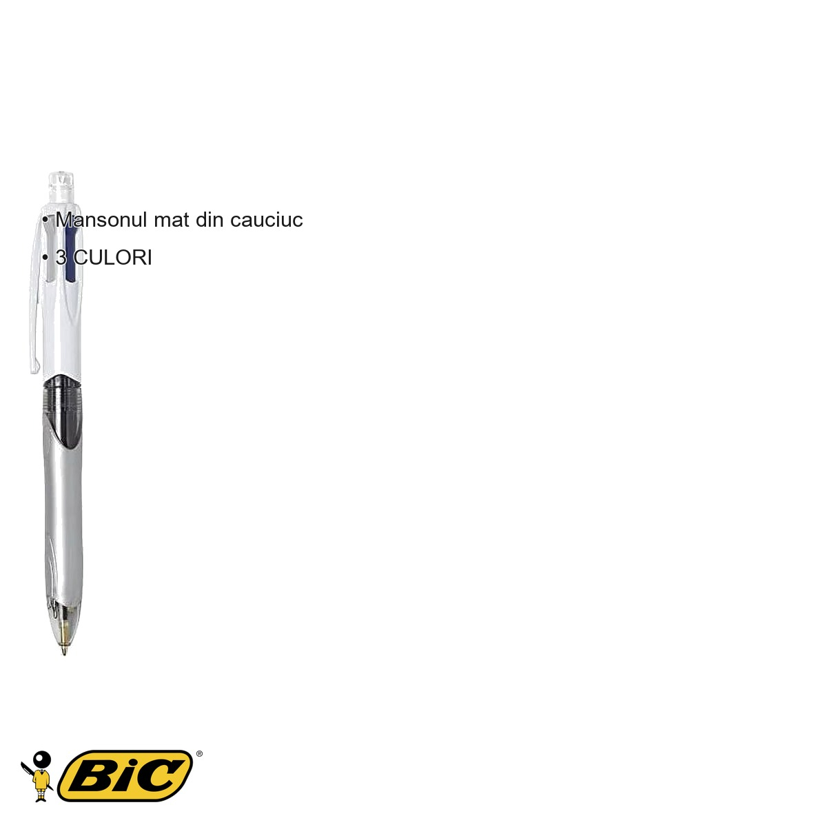 Pix cu mecanism Bic 4 Colors 3+1HB, 3 culori cerneala + creion mecanic 0.7HB, cu radiera incorporata [3]