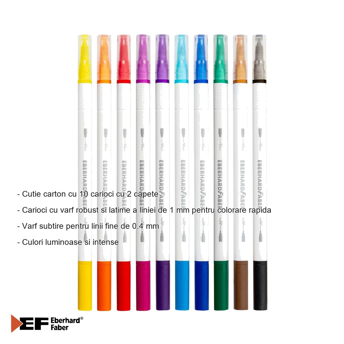 Set 10 carioci cu 2 capete Eberhard Faber, varf dublu liner si marker, pentru desen si colorat [2]
