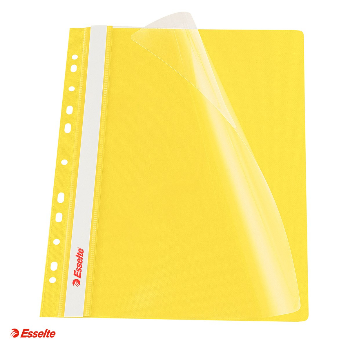 Set 10 dosare cu sina Esselte VIVIDA, multiperforatii, PP, A4, capacitate 160 coli, pentru documente perforate, galben [1]