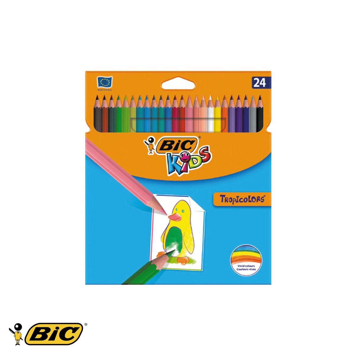 Set 24 creioane colorate Bic Tropicolors, hexagonale, din rasina sintetica, pentru copii [1]