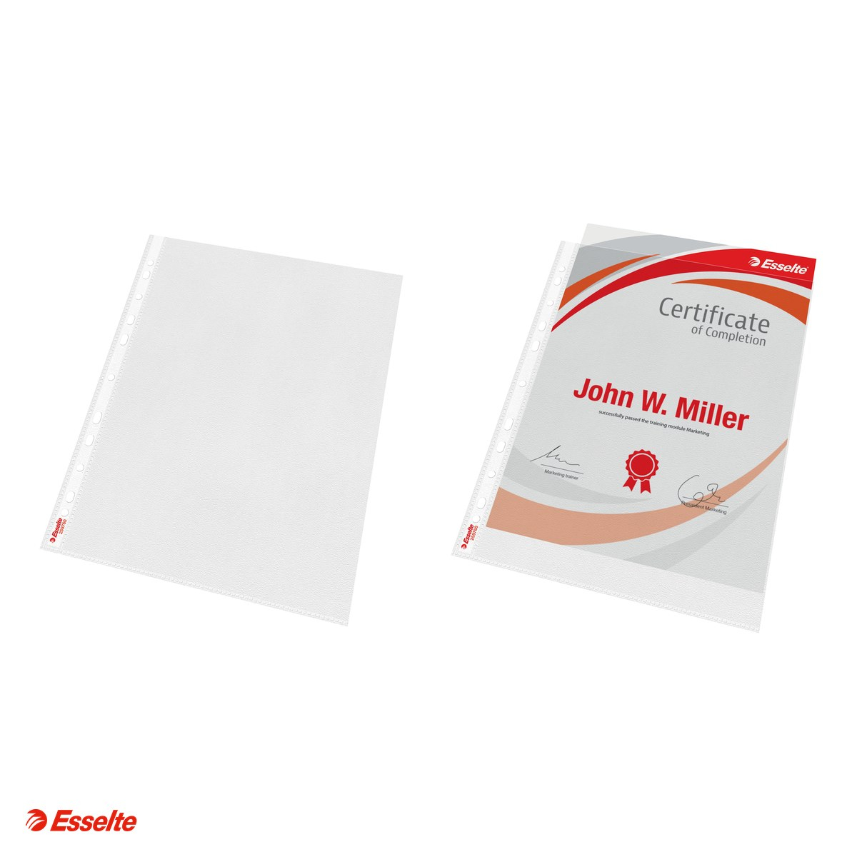 Set 25 folii de protectie Esselte, PP, A4 MAXI, 100 microni, standard, capacitate a: 80 coli de 80 g, pentru documente perforate, incolor [4]