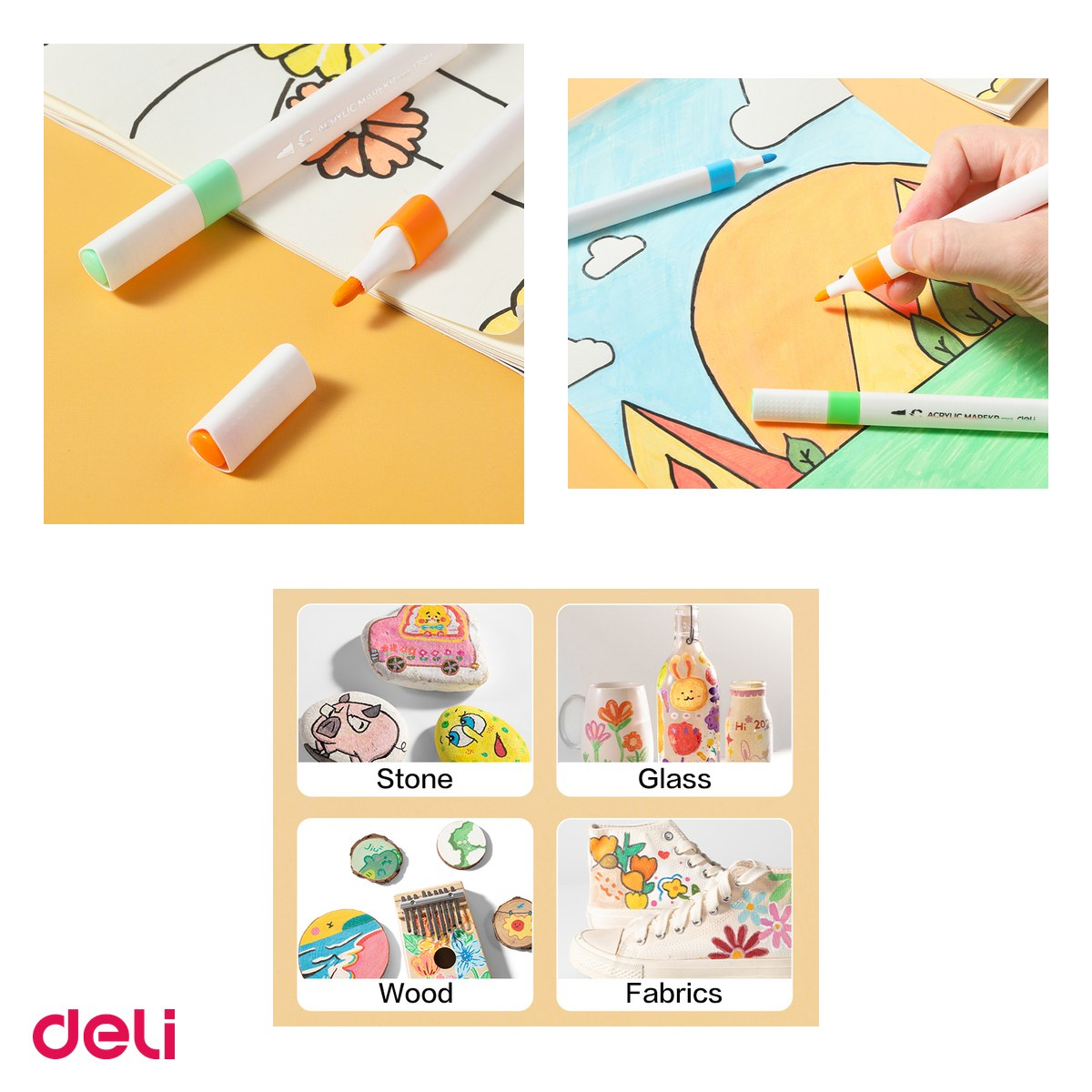 Set 36 markere cu varf rotund, Deli, acrilice culori color emotion [4]