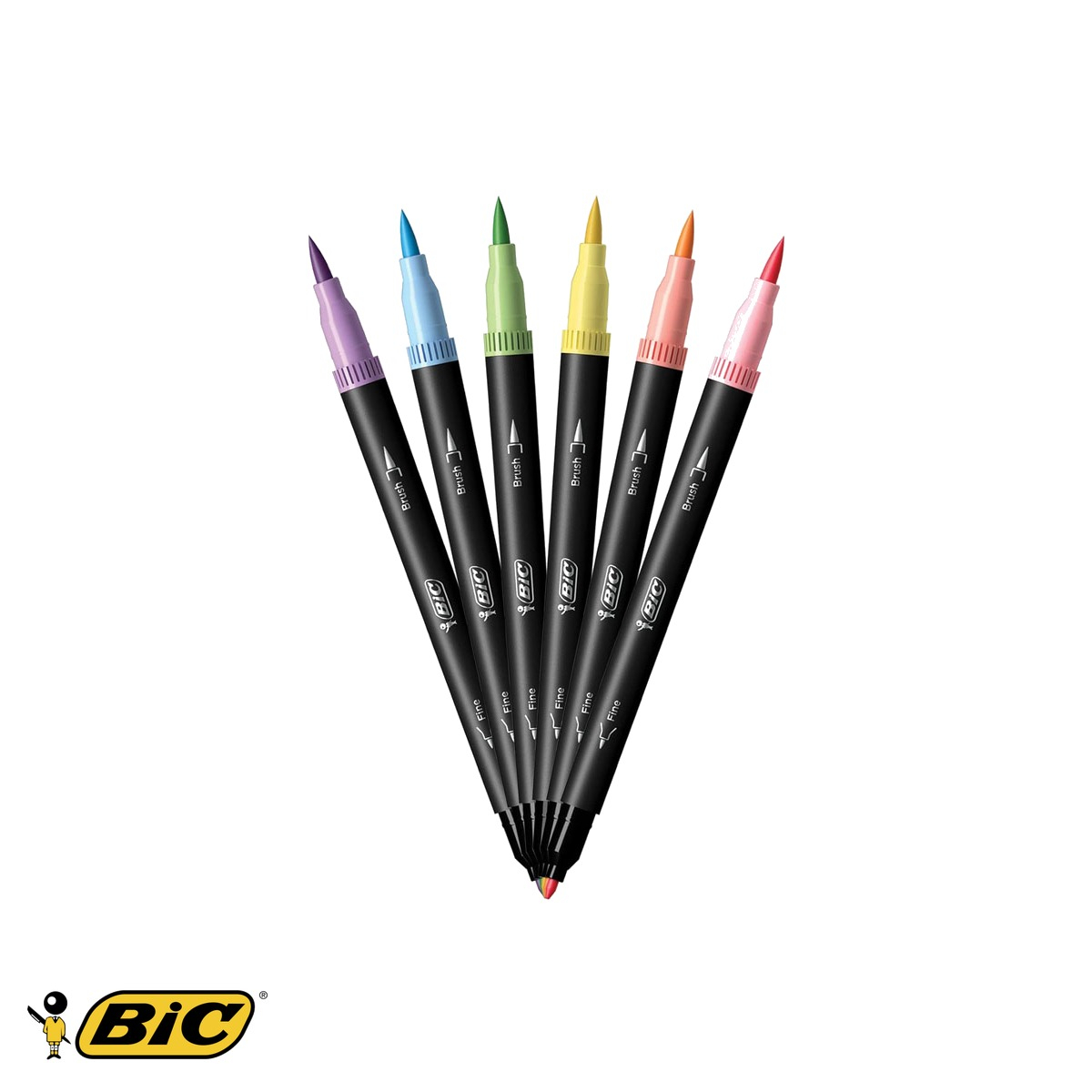 Set 6 carioci Bic Intensity Pastel, varf dublu pensula si fin, culori pastel pentru colorat si desen [4]