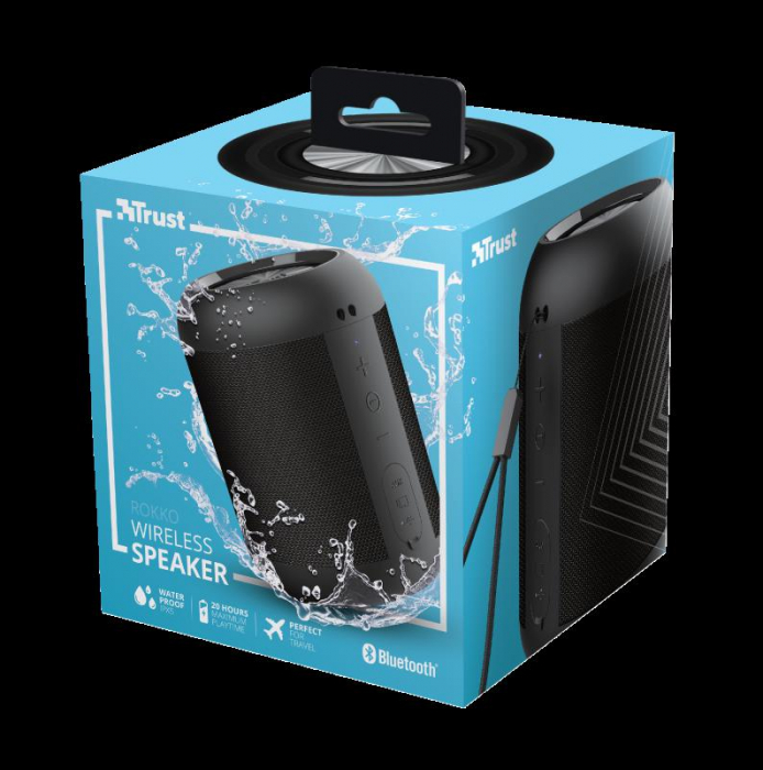 Boxa Portabila Trust Rokko, Bluetooth, Waterproof, Microfon, 5 W (Negru) [9]