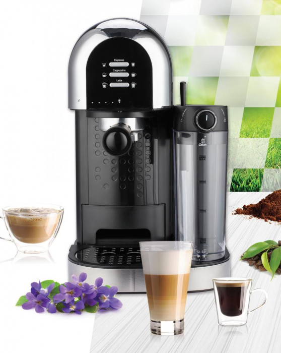 Espressor manual Heinner Coffee Dreamer HEM-DL1470BK, 1230-1470W, 20bar, , dispozitiv spumare lapte, rezervor detasabil lapte 500ml, rezervor apa 1.7L, 6 tipuri de bauturi, Negru [4]