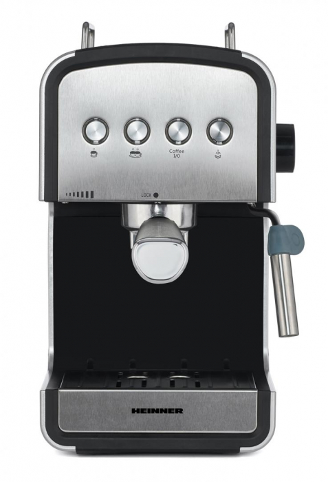 Espressor semi-automat Heinner HEM-B2012SA, 20 bar, 850W, rezervor apa detasabil 1.2l, optiuni presetate pentru espresso lung/scurt, filtru din inox, plita pentru mentinere cafea calda, decoratii inox [3]