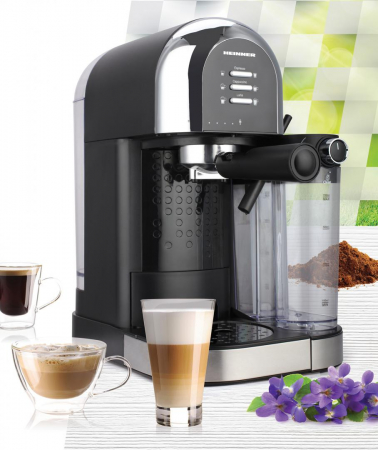 Espressor manual Heinner Coffee Dreamer HEM-DL1470BK, 1230-1470W, 20bar, , dispozitiv spumare lapte, rezervor detasabil lapte 500ml, rezervor apa 1.7L, 6 tipuri de bauturi, Negru [2]