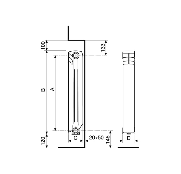 Calorifer aluminiu Fondital Exclusivo 350, 10 elementi, înălțime 350 mm [3]