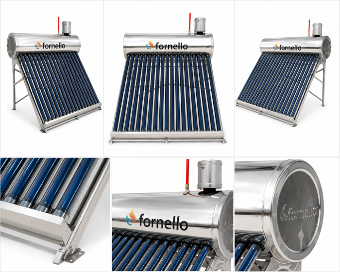 Panou solar nepresurizat Fornello pentru apă caldă, rezervor inox 150 Litri, 18 tuburi vidate, vas flotor 5 Litri [5]