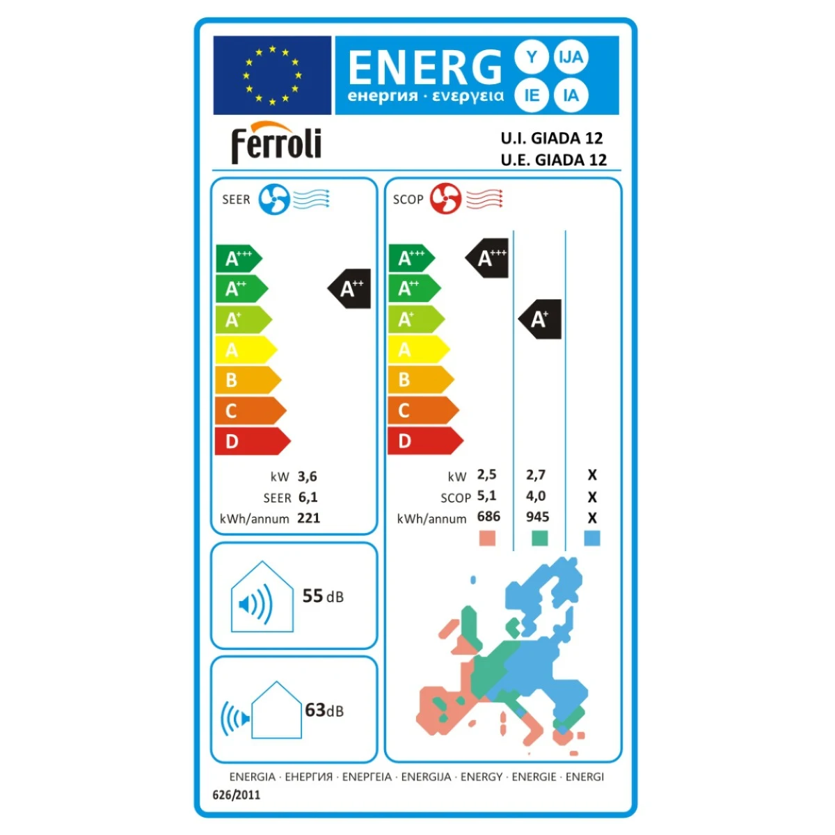 Aparat de aer conditionat Ferroli Giada S 12 Inverter 12000 BTU WiFi R32 A++ [3]