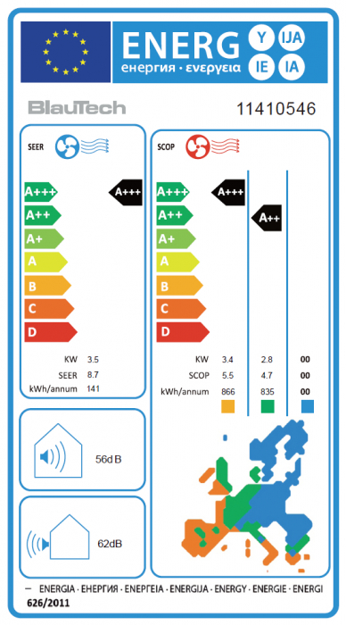 Aparat de aer conditionat BLAUTECH PREMIUM PLUS, 12000 BTU, Clasa A++, Functie incalzire, Inverter, Turbo, R32, Alb [3]