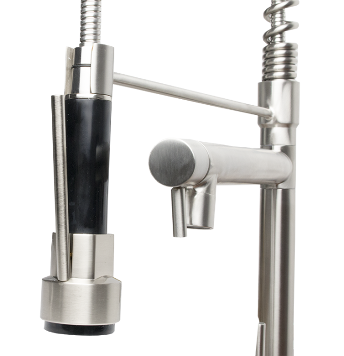 Baterie bucatarie Ermetiq cu pipa arc si dus extractabil, inox, monocomanda [2]