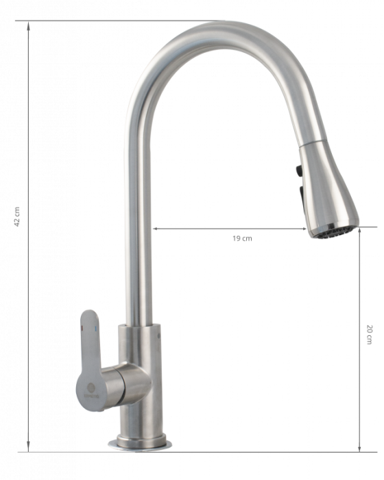 Baterie bucatarie Ermetiq din inox SUS304 cu dus extractibil [2]