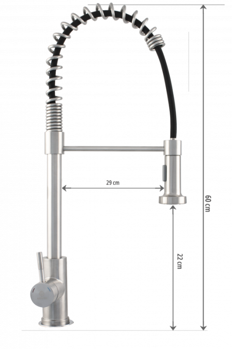 Baterie bucatarie Ermetiq din inox SUS304 cu pipa arc si dus extractibil [2]