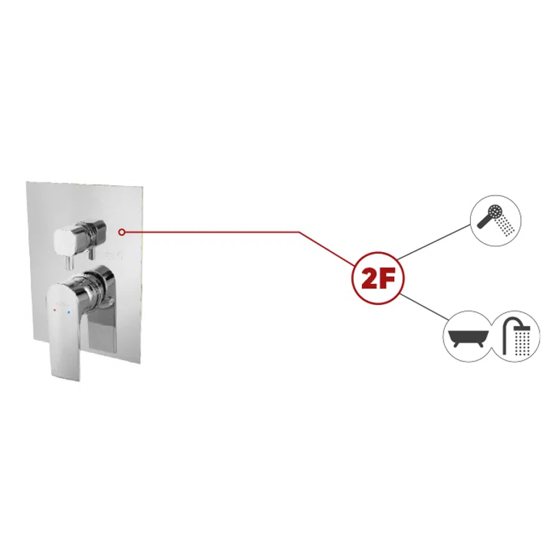 Baterie ingropata cada dus Square crom cu caseta de montaj monocomanda [4]
