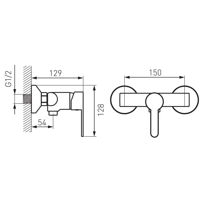 Baterie perete dus Savio crom fara accesorii monocomanda Ferro [2]