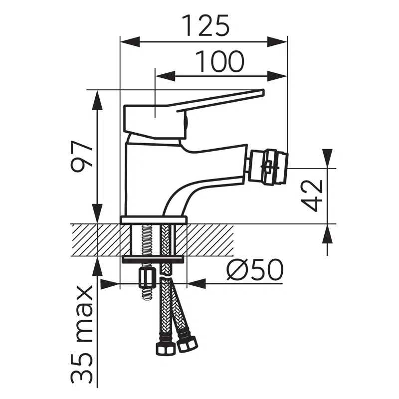 Baterie stativa bideu Isso crom monocomanda cu aerator orientabil [2]