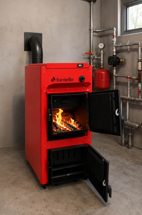 Centrala pe combustibil solid Fornello T-PRO 30 kW, pe lemn si carbune, din otel [5]