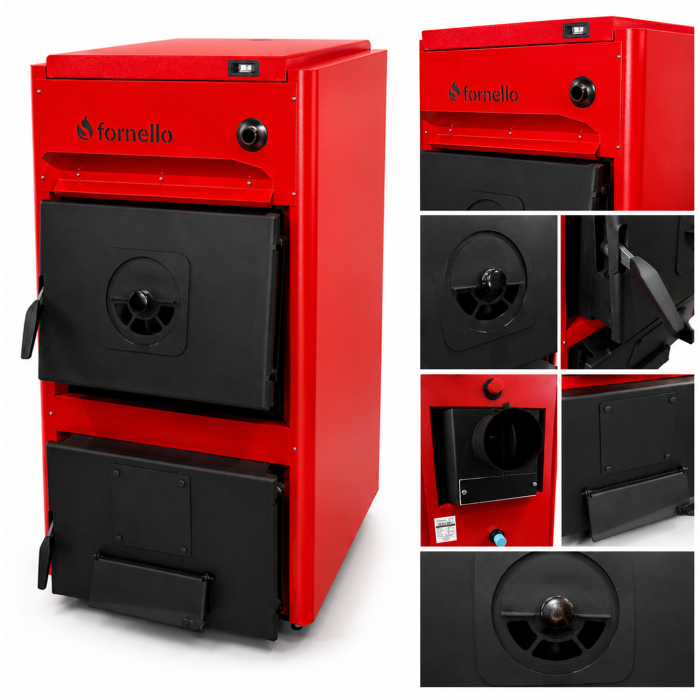 Centrala pe combustibil solid Fornello T-PRO 30 kW, pe lemn si carbune, din otel [7]