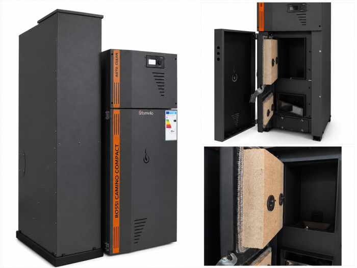 Centrală termică compactă pe peleți Fornello Rossi Camino Compact Automatic 25 kW, curățare automată, A+ Antracit [7]