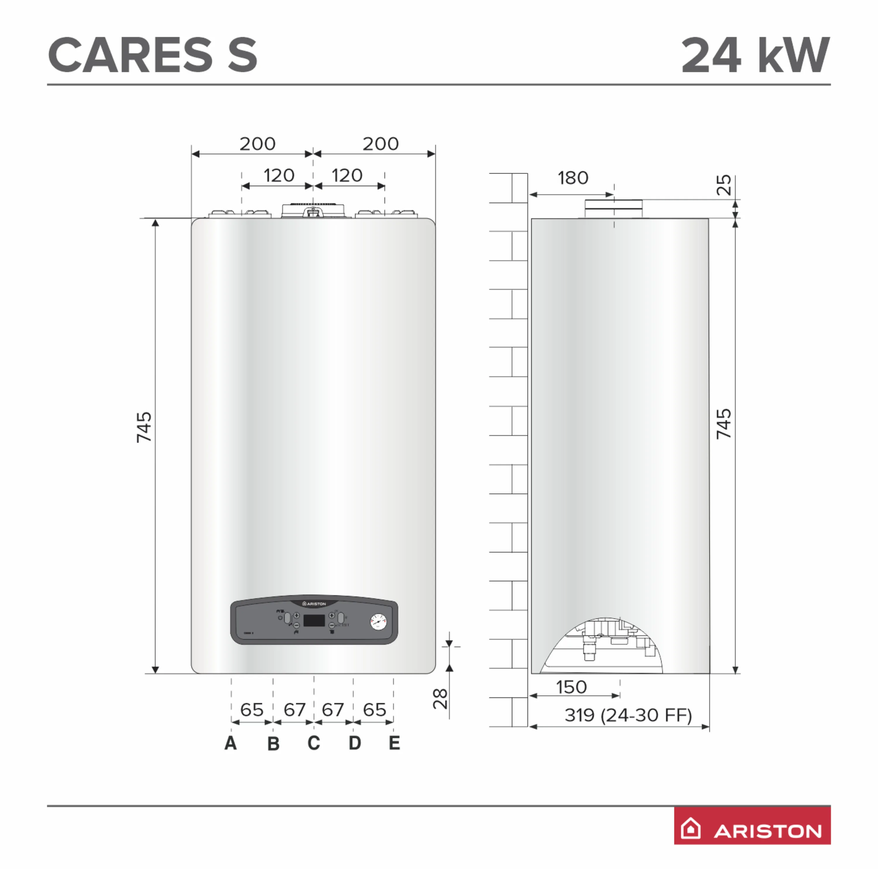 Centrala termica in condensare Ariston Cares S30, 30 kW, Afisaj digital, Schimbator inox, IPX5D, Compatibila GPL, Kit evacuare inclus [5]
