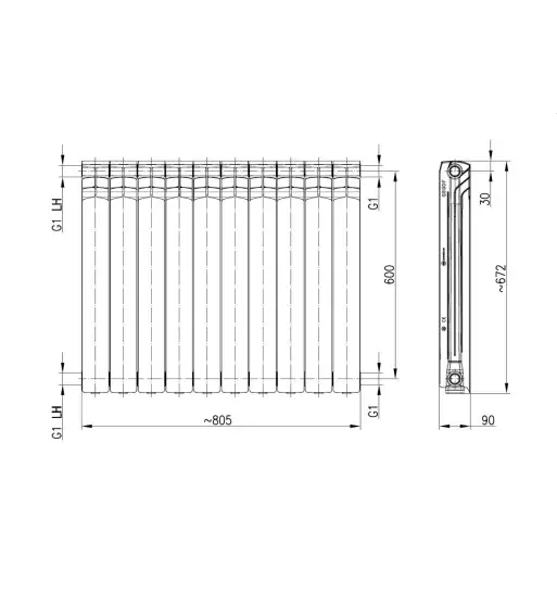 Radiator aluminiu ARMATURA G600F, 10 elementi, calorifer modular pentru incalzire [2]