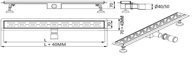 Rigola de dus Ermetiq CLASSIC din inox 600 x 70 mm, VEN-S607A [3]