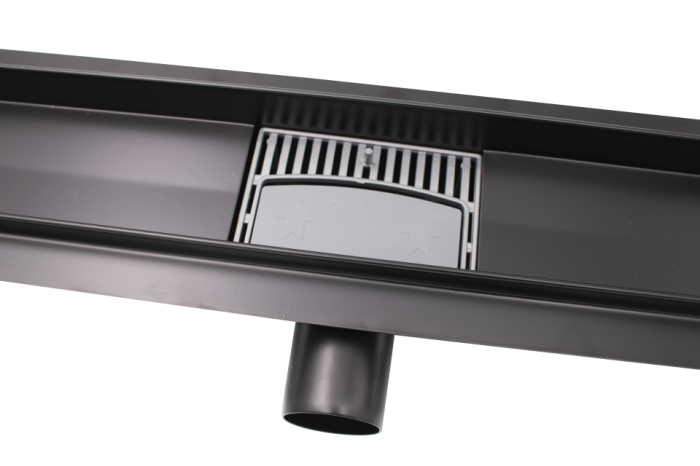 Rigola de dus Ermetiq CLASSIC NEGRU din inox 400 x 70 mm, gratar negru mat, evacuare Ø40/50 mm, VEN-S407AN [4]
