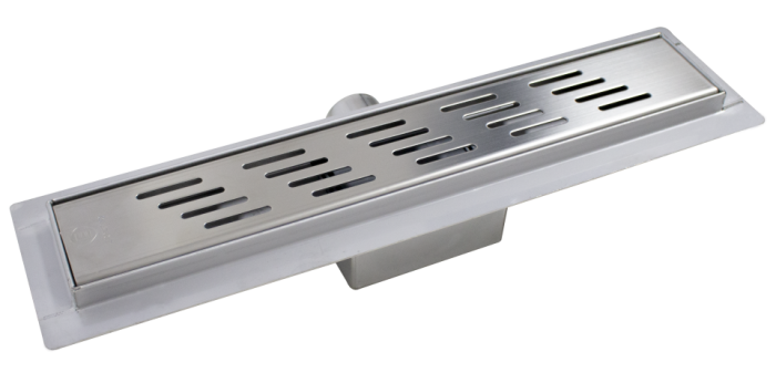 Rigola de dus Ermetiq RIVER din inox 400 x 70 mm, gratar decorativ, evacuare Ø40/50 mm, VEN-S407F [2]