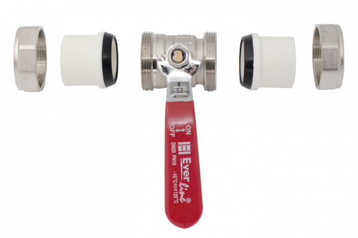 Robinet din alama cu maner si 2 olandeze PPR Ø32 Ermetiq PPR-LB32 [2]