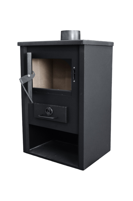Șemineu (sobă) pe combustibil solid Fornello B1 E 8 kW, cu manta de apă, 74 × 46,5 × 39 cm [2]