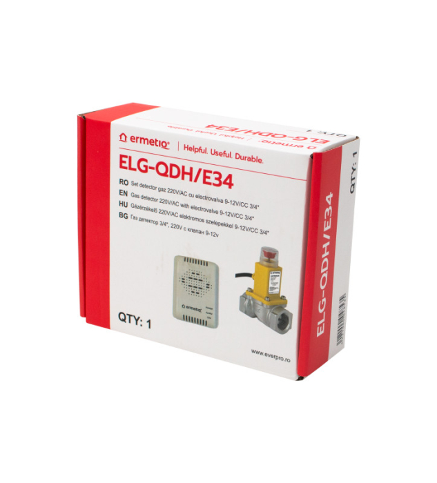 Set detector gaz 220V AC cu electrovalva 9-12V CC 3/4" Ermetiq ELG-QDH/E34 [4]