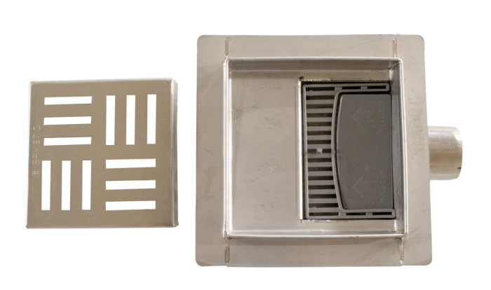 Sifon de pardoseala Ermetiq STRIPES din inox, iesire laterala Ø40/50 mm, 120 x 120 mm, VEN-S5012A [4]
