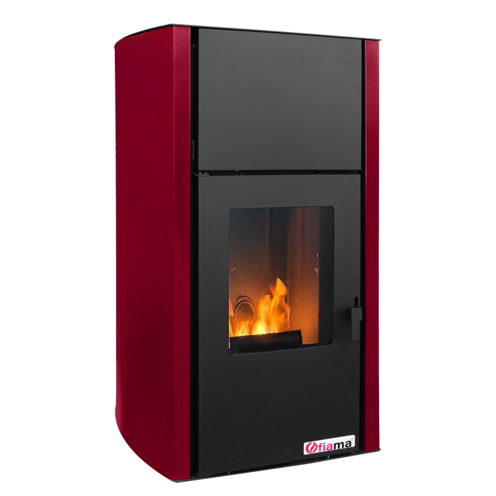 Termoșemineu pe peleți Fornello Fiama Confort Bordeaux 25 kW cu pompă, vas de expansiune și automatizare [2]