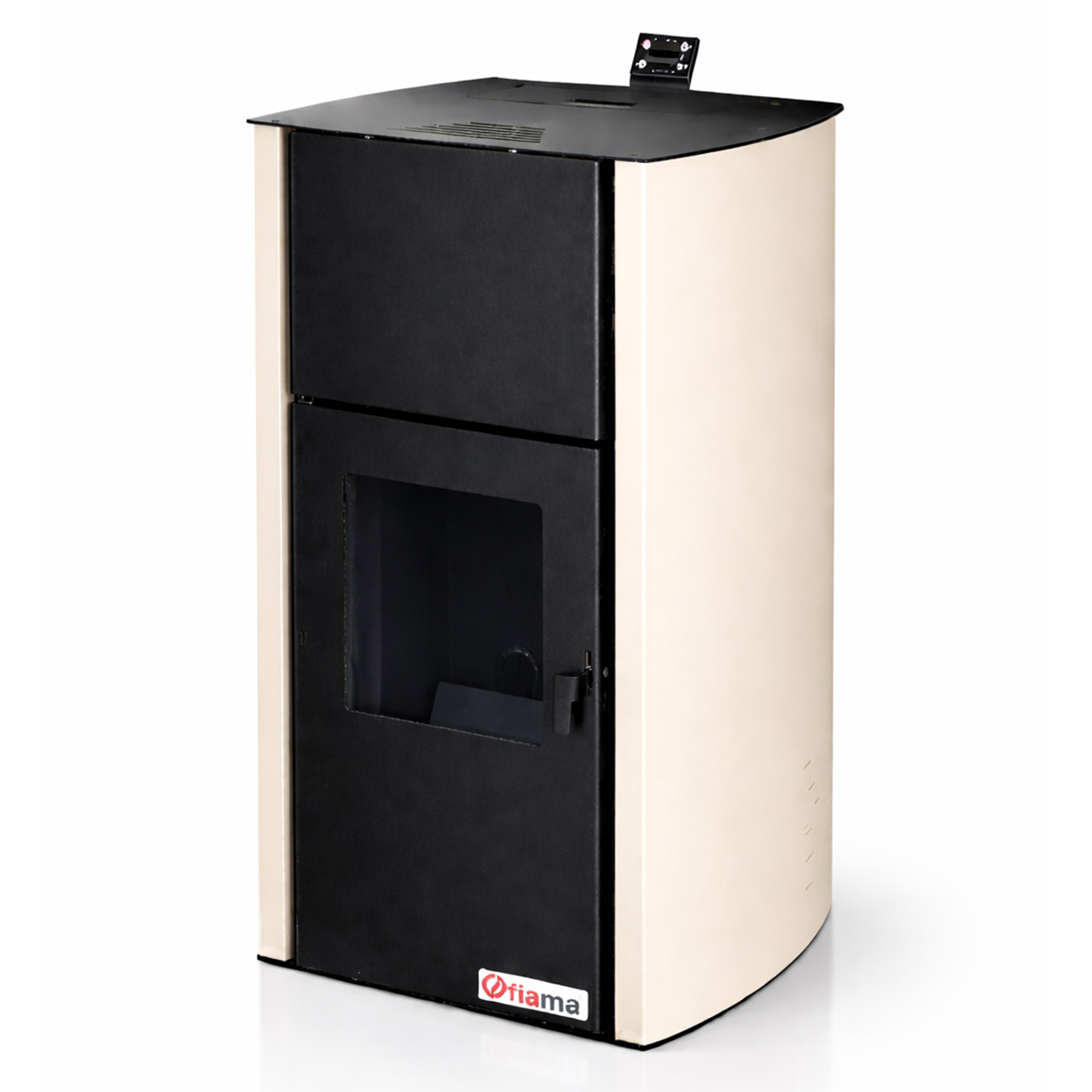 Termoșemineu pe peleți Fornello Fiama Confort Crem 25 kW cu pompă, vas de expansiune și automatizare [2]