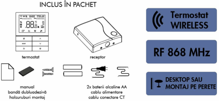 Termostat ambiental wireless Motan TH510 RTS RF, programabil, OpenTherm și On/Off [2]