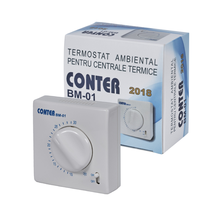 Termostat mecanic ambiental CONTER BM-01, cu fir, montaj pe perete, 10-30°C [2]