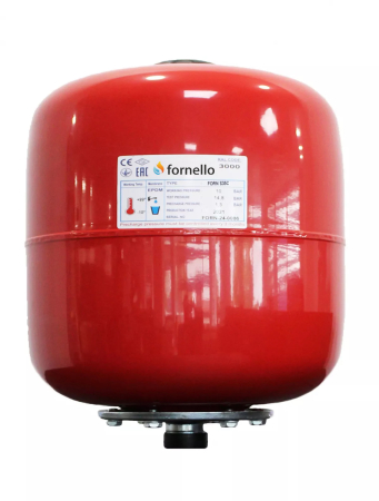 Vase de expansiune - Vas de expansiune termic Fornello 35 Litri, vertical, roșu, 10 bar, membrană EPDM