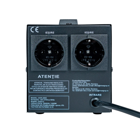 Stabilizator monofazic de tensiune Conter SVR-2000 V2, 2000 VA / 1500 W, cu releu, 230V [4]
