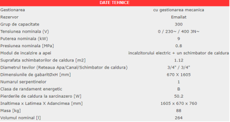 Boiler termoelectric Eldom FV30067S, 300 Litri, 9000 W, cu o serpentină, montaj pe pardoseală, 0.8 MPa [1]